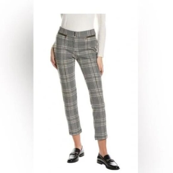 NWT J. McLaughlin Women's Cream Black Red Winthrop Plaid Yara Velvet Pants - Picture 5 of 16